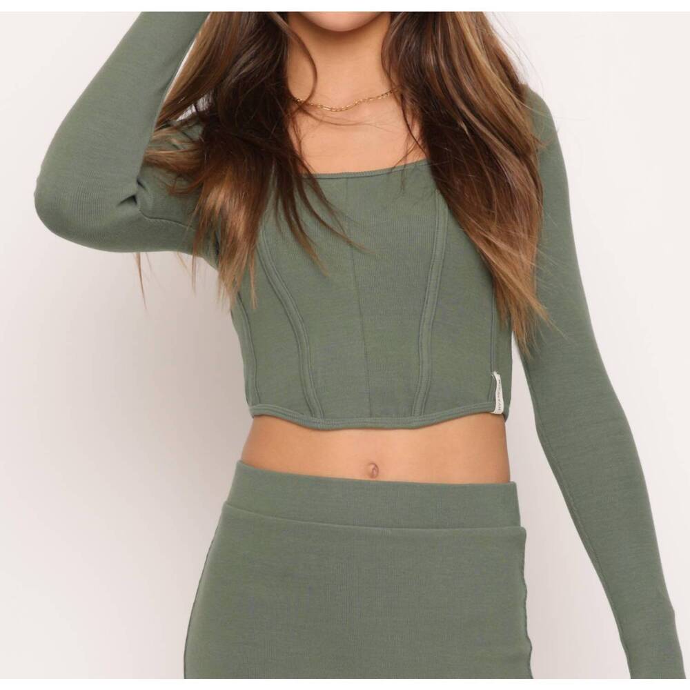 NEW KAVEAH long sleeve ribbed corset in moss
